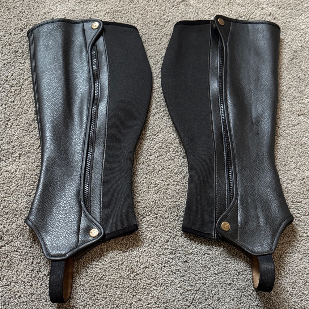 Black synthetic Leather Riding Chaps